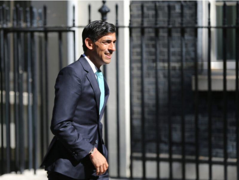British chancellor, Rishi Sunak, walking along Downing Street